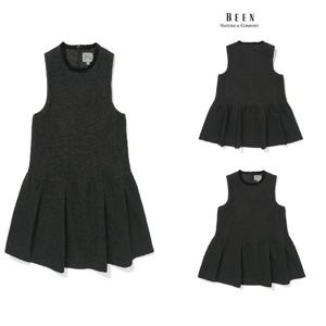 [빈]BZ62ZS02CG 모노톤 그레이 헤링본 점퍼스커트 원피스