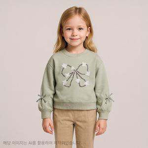 [치크(키즈)]리본 포인트 맨투맨 CKMA2582G