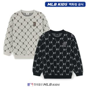 [MLB키즈US] (7AMTM0254) 모노그램 전판 자가드 맨투맨 아동맨투맨 키즈맨투맨