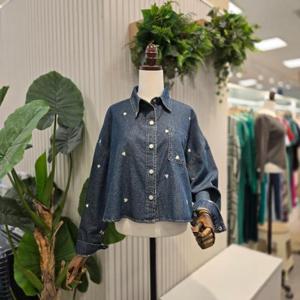 스테파니 HC05 하트자수청자켓셔츠 A25DM5307H9