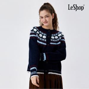 [르샵] 플라워 자가드 짜임 버튼 니트 가디건 (BP9KC037A)