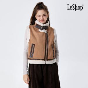 르샵  무스탕 벨티드넥 숏 베스트 (BP9VT018A)