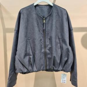 라티움 HC34 스웨이드 밑단밴딩 오버핏노카라 숏짧은 루즈핏집업점퍼 T2533jp14