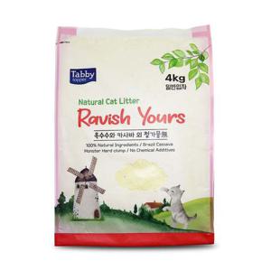 테비 라유 카사바 고양이 모래 4kg 일반입자 테비 라유 카사바 고양이 모래 일반입자 응고형모래 배변용품 반려동물