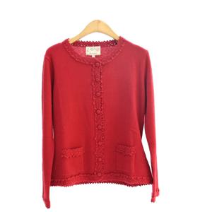 [비꼴리끄(여성)]손뜨게 트리밍 캐시미어 가디건 B234KC1020