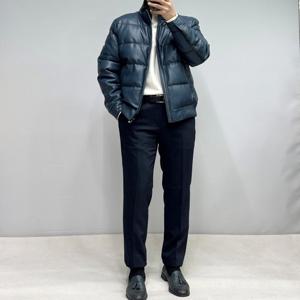 [바쏘옴므]구스다운 비건레더 숏패딩가죽점퍼 WSY4UA62AGN