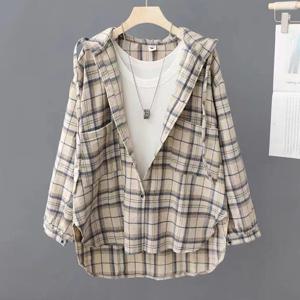 [넬리]리비 체크 후드 셔츠_NC1BL008