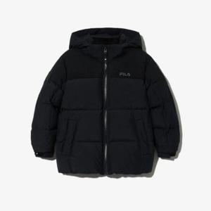 휠라키즈패딩 KQC FK2DJG4202X-BLK 중힙 배색 구스다운 패딩