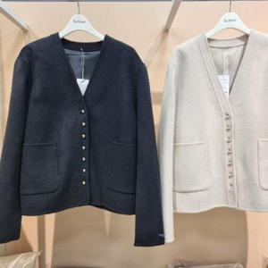 라티움 HC34 25 F/W 울100%핸드메이드 콩단추 노카라 숏짧은 울자켓 T2543jk03