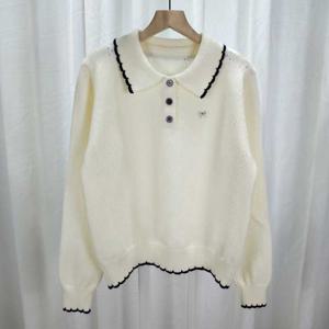 샵앤) 여성 단추 반오픈 카라넥 펀칭 니트 티셔츠 21DS-WKN-4981-아이보리