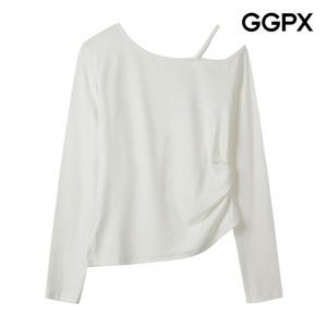 [GGPX] 하프 오프숄더 셔링 긴팔 티셔츠 (GPATS005F)