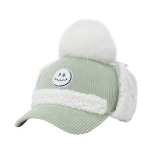 M 파리게이츠골프용품 NQC 521D4CP003_MT 여성 스마일 폭스 퍼 코듀로이 이어워머 캡