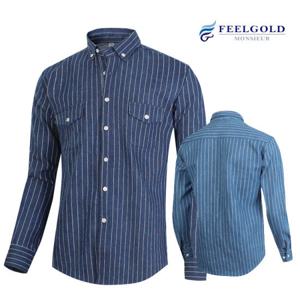 [필골드] DB912 데님 스트라이프 면 버튼 다운 셔츠R