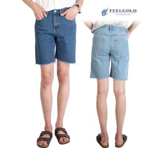 [필골드] HT7207 밑단데미지 데님5부 팬츠