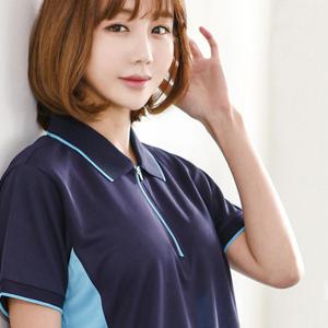 BK쿨론 옆 배색 지퍼 반팔카라티