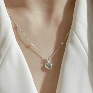 925순은 통통하트 은볼 목걸이 여성 하트목걸이