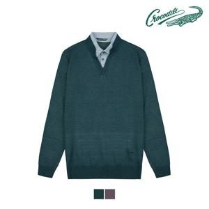 [크로커다일] 전판 자카드 레이어드 니트 CDAA6KT3354