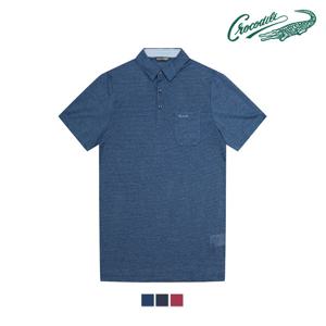 [크로커다일] 자가드 변형메쉬 티셔츠 여름 반소매 CDAA7TS2490