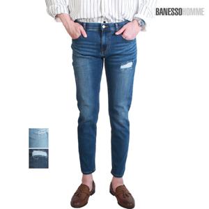 [BANESSOHomme] 매직 밴딩 테이퍼드 데님 청바지 WSPT62