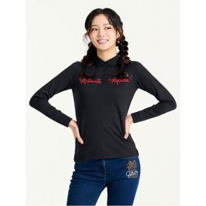 [디즈니골프][디즈니골프]여성 아트웍 스판 기모 긴팔 카라 티셔