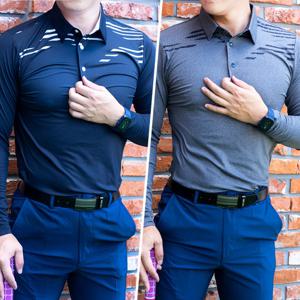 남자 물결무늬 골프웨어 상의 스판 골프티 긴팔티셔츠