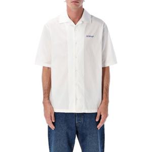 오프화이트 브러시 애로우 로고 자수 볼링 셔츠 OMGG01FF25FAB0