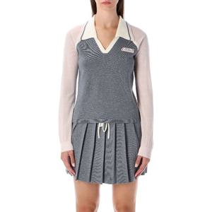 카사블랑카 메리노 루렉스 브이넥 테니스 폴로 스웨터 WAW25KW1