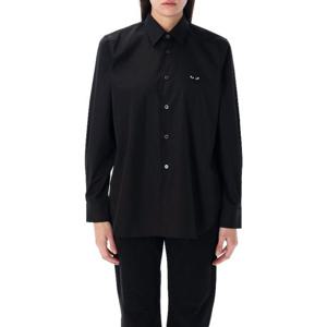 꼼데가르송 블랙 하트 체스트 패치 포인트 칼라 셔츠 AXB00405