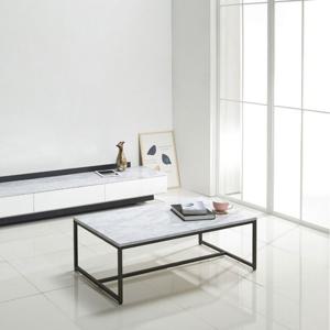 [숨결]세인트 비앙코 대리석 소파 테이블(1000)-블랙프레임-착불