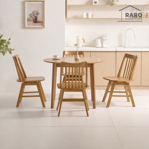 라로퍼니처 알토 1000 순수 원형 원목 회전의자 식탁 세트 (식탁+의자4)