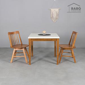 라로퍼니처 알토 800 천연 대리석 2인 회전의자 식탁 세트 (식탁+의자2)