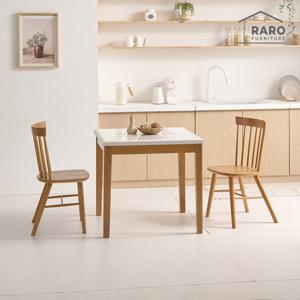 라로퍼니처 헤이즐 800 천연 대리석 2인 식탁 세트 (식탁+의자2)