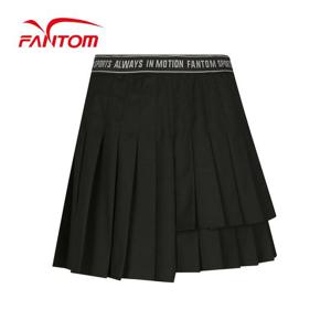 [팬텀] 여성 로고 밴드 플리츠 큐롯 스커트 221B3PC464_BK