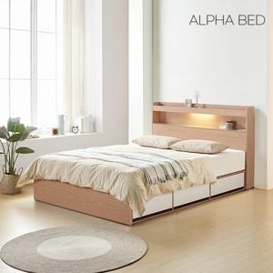 알파침대 클레어 LED 1단 수납 침대프레임 Q
