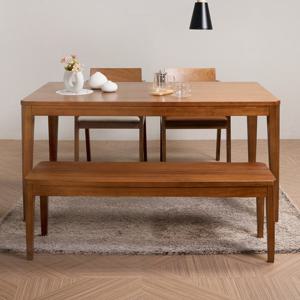 에보니아 테일러 원목 4인용 식탁 세트 (의자C형2+벤치1)