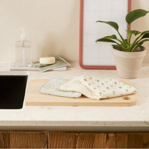 [JAJU/자주] 순면 거즈 3중직 행주3P_30X30cm_그리드 플라워