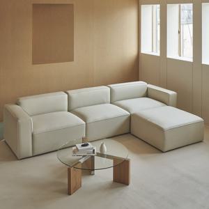 아이데뉴 모데라토 천연 면피 가죽 4인 소파 3000 (스툴 제외)