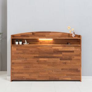 멀바우 원목 선반 침대 헤드 LED 조명 헤드보드 이스턴킹