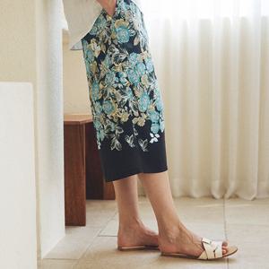 라페어 플로럴 블랙 레이온 팬츠 LWJDAPT0004-BK