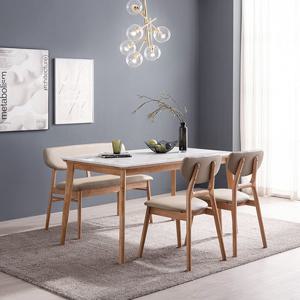 헤이든 4인용 원목 비앙코카라라 대리석 식탁 세트 1400