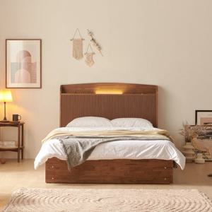 소소숲 버디 LED 템바보드 원목 침대 프레임 SS(서랍형)