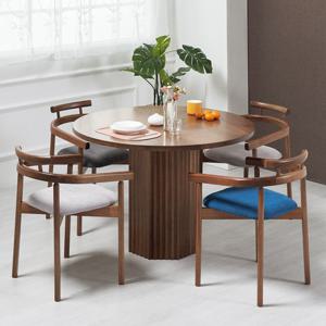 에보니아 미유 원목 원형 4인용 식탁 세트 (의자4)
