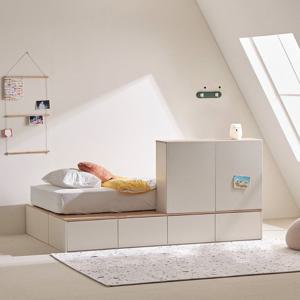 포더홈 파운드 파티션 빅 확장형 수납침대 프레임 Q+미니수납장