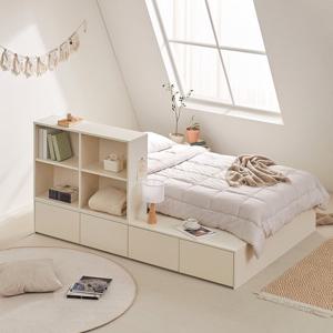포더홈 파운드 파티션 빅 확장형 수납침대 프레임 Q + 미니책장