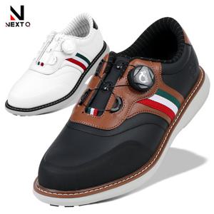 넥스트큐 클래식 다이얼락 소가죽 남성 골프화 NXQ1021