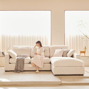 아로미가구 조이 아쿠아매직텍스 구스 4인 카우치 패브릭 소파