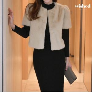 데일리 심플 페이크 퍼 반팔 자켓 (WIADJK031)