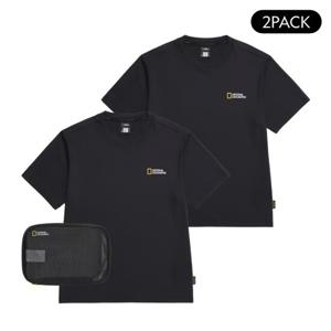 내셔널지오그래픽 N255UPA910 유니 메이스 2PACK 반팔티  BLACK