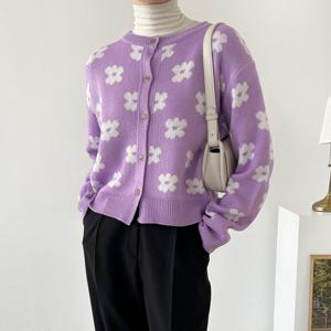 비올라 국산 여성 봄 라운드넥 니트 가디건 21DS-WCD-2856-퍼플