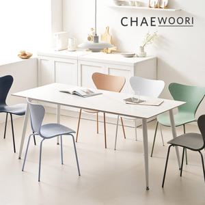 [채우리] 릴리안 L83 포세린 통 세라믹 화이트 6인용 식탁 세트